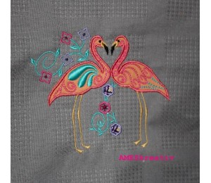 Stickserie - Flowery Flamingo